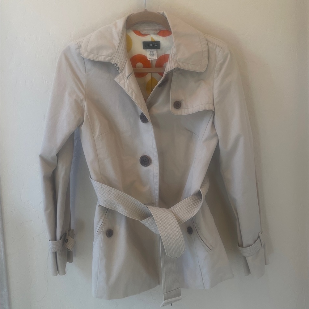 J. Crew Size 2 Light Tan Belted Trench Coat